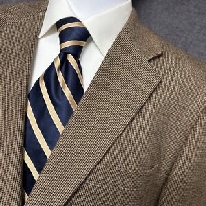 Meeting Street Sport‎ Coat 48L Brown Check Lambswool Blazer Jacket Casual 46L